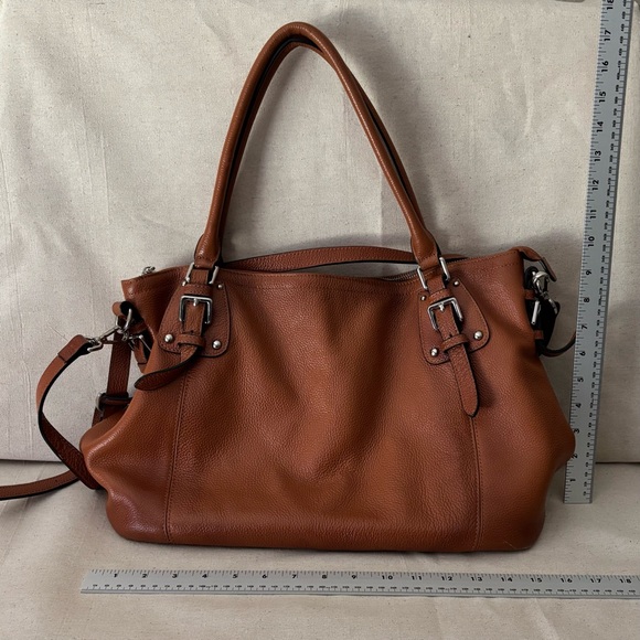 Cognac Brown Leather Tote Bag - Picture 1 of 14